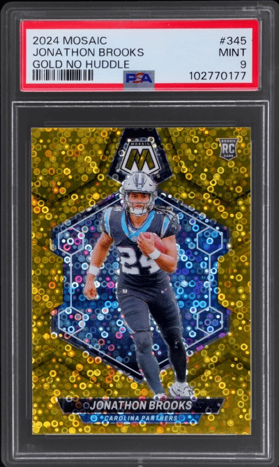 2024 Panini Mosaic No Huddle Gold Jonathon Brooks #345 3/10 PSA 9