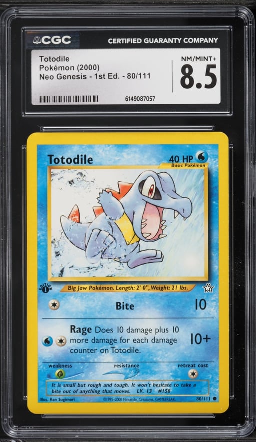 2000 Pokemon Neo Genesis 1st Edition Totodile #80 CGC 8.5 NM-MT+