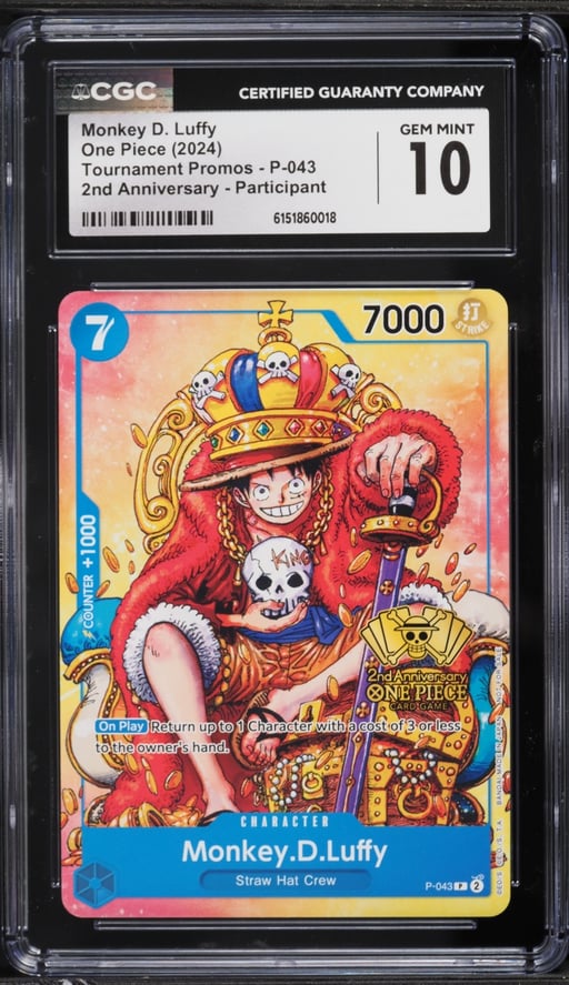 2024 One Piece Promo 2nd Anniversary Participant Monkey D. Luffy #P-043 CGC 10 GEM MINT