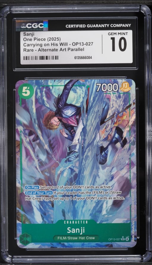 2025 One Piece Carrying On His Will Alt Art Sanji #OP13-027 CGC 10 GEM MINT