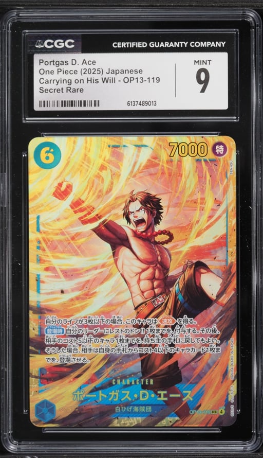 2025 One Piece Japanese Carrying On His Will SEC Portgas D. Ace #OP13-119 CGC 9 MINT