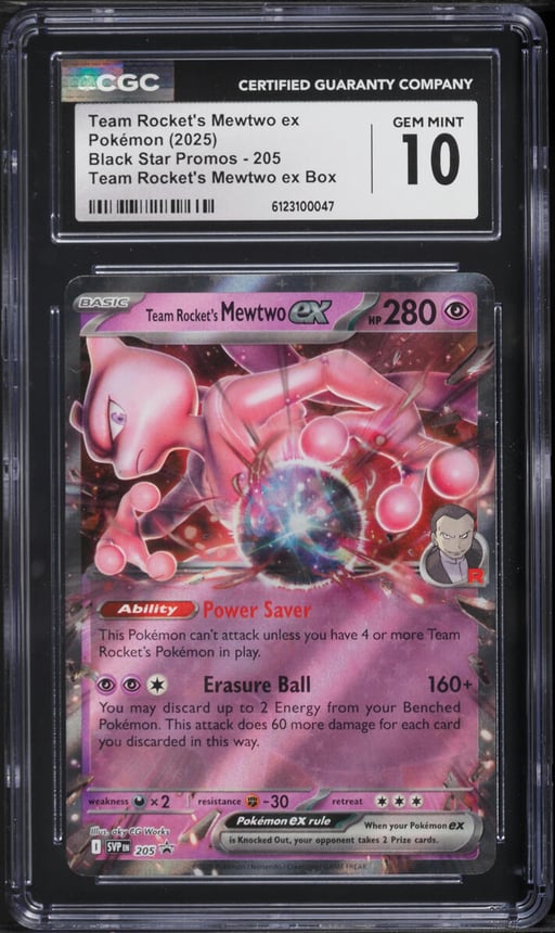 2025 Pokemon Scarlet & Violet Promo Holo Team Rocket's Mewtwo ex #205 CGC 10 GEM MINT