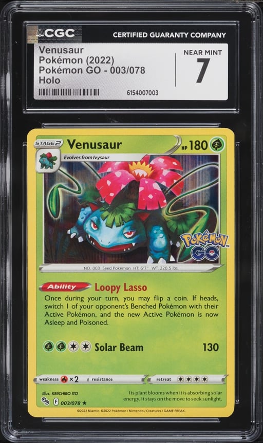 2022 Pokemon Sword & Shield Pokemon GO Holo Venusaur #3 CGC 7 NRMT