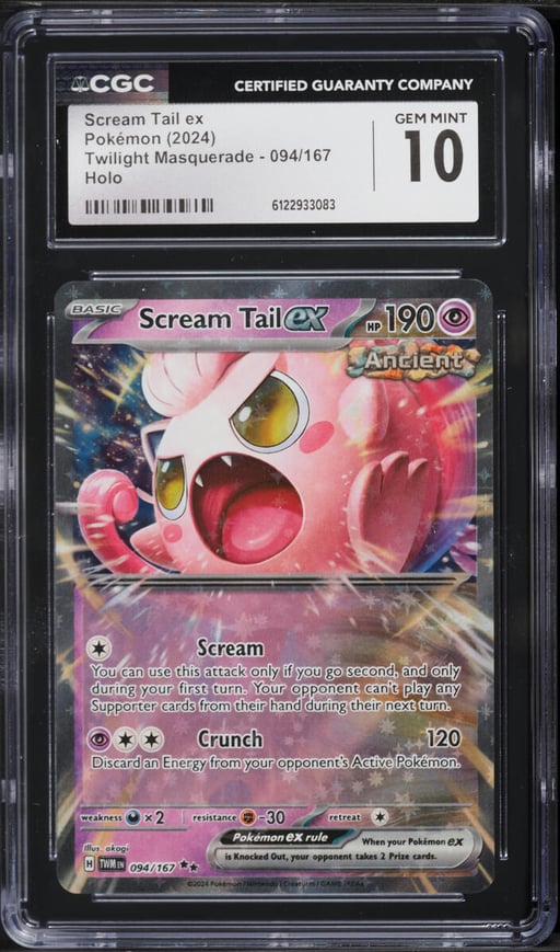 2024 Pokemon Twilight Masquerade Holo Scream Tail ex #094 CGC 10 GEM MINT