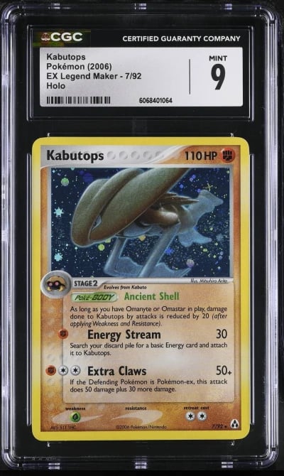 CGC 9 MINT Kabutops 2006 EX Legend Maker 7/92 Holo Pokemon Card