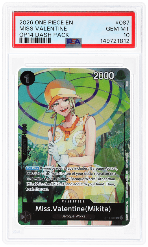 2026 One Piece the Azure Sea's Seven Dash Pack Miss Valentine Mikita #OP14-087 PSA 10