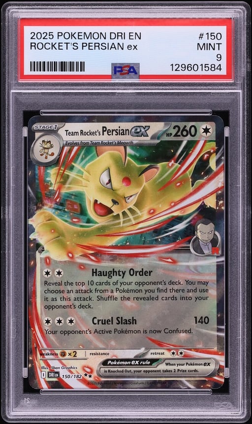 2025 Pokemon Scarlet & Violet Destined Rivals Holo Team Rocket's Persian ex #150 PSA 9 MINT