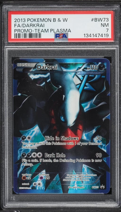 2013 Pokemon Black & White Black Star Promo Team Plasma Full Art Darkrai #BW73 PSA 7 NRMT
