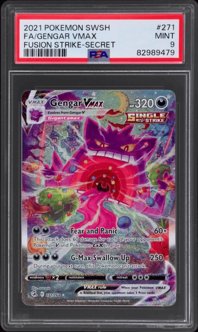 2021 Pokemon Sword and Shield Fusion Strike Secret Rare Gengar Vmax #271 PSA 9