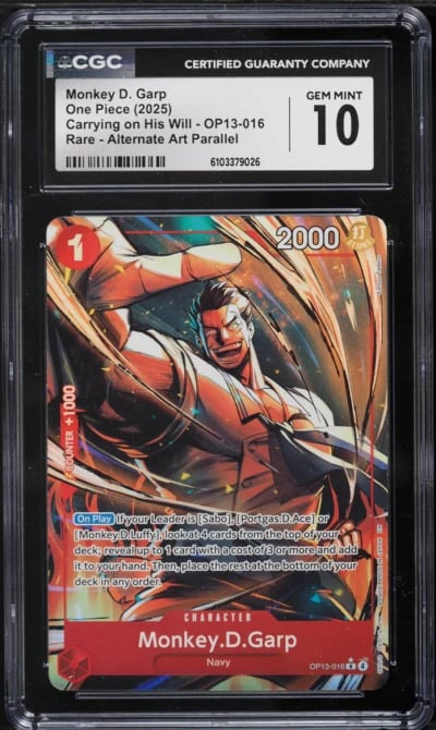 2025 One Piece Carrying On His Will Alt Art Monkey D. Garp #OP13-016 CGC 10 GEM MINT