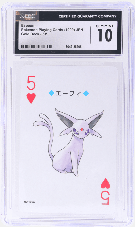 1999 Pokemon Playing Cards Gold Deck Japanese 5 of Hearts Espeon CGC 10