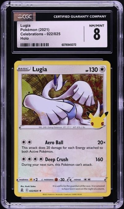 2021 Pokemon Sword & Shield Celebrations Holo Lugia #22 CGC 8 NM-MT