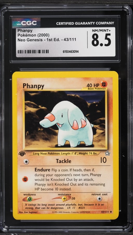 2000 Pokemon Neo Genesis 1st Edition Phanpy #43 CGC 8.5 NM-MT+