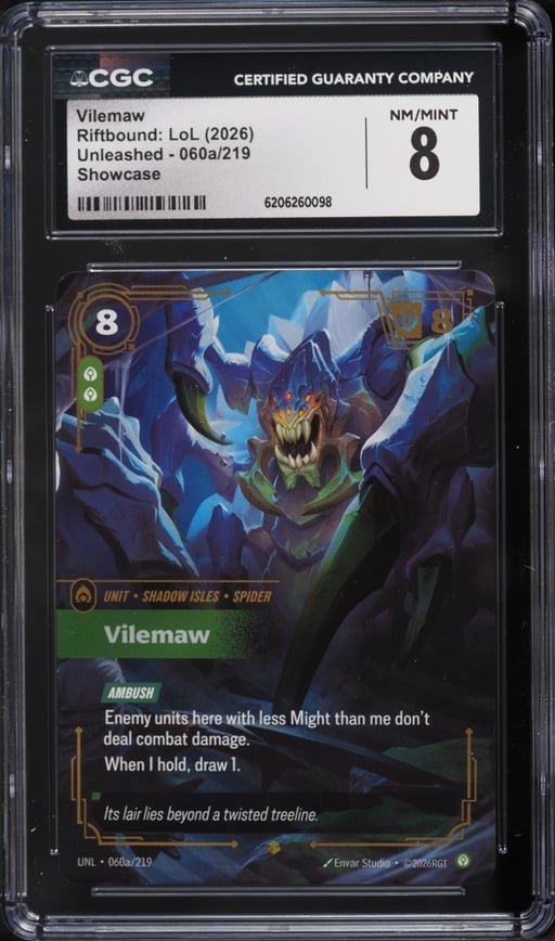 2026 Riftbound League Of Legends LoL Unleashed Showcase Vilemaw #60a CGC 8 NM-MT