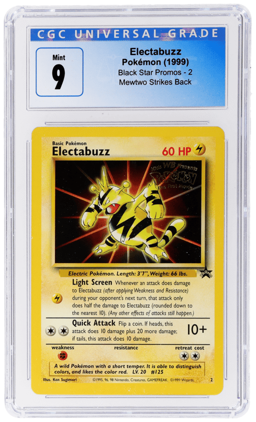 1999 Pokemon Wizards of the Coast Black Star Promo Mewtwo Strikes Back Electabuzz #2 CGC 9