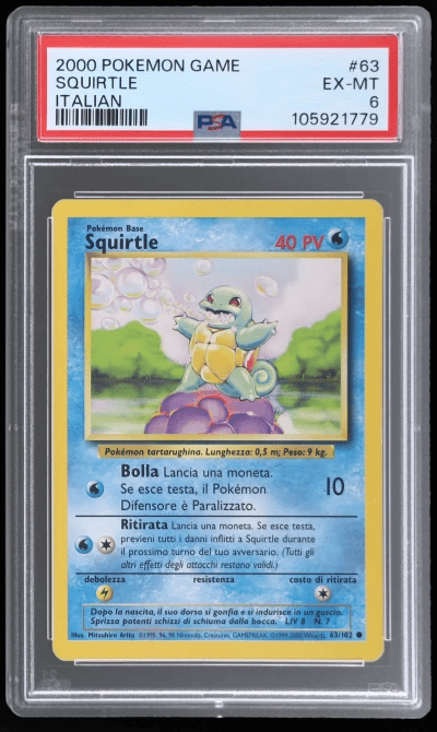 2000 Pokemon Game Italian Squirtle #63 PSA 6