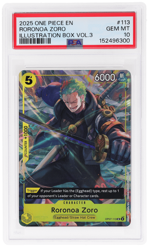 2025 One Piece Promo Illustration Box Volume 3 Roronoa Zoro #OP07-113 PSA 10