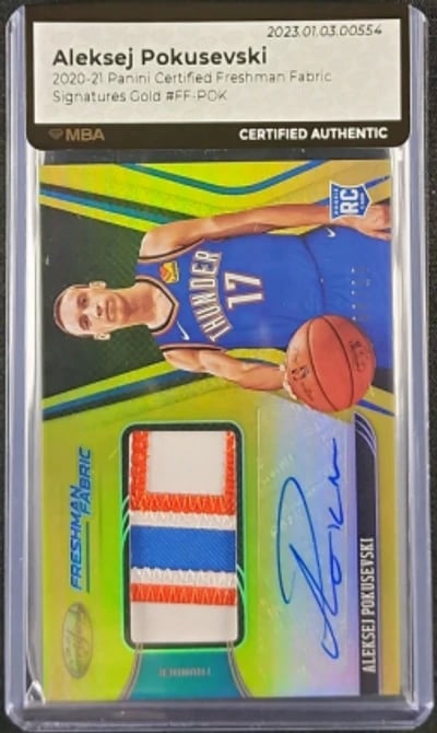 2020 Certified Freshman Fabric Aleksej Pokusevski ROOKIE PATCH AUTO /10 MBA AUTH