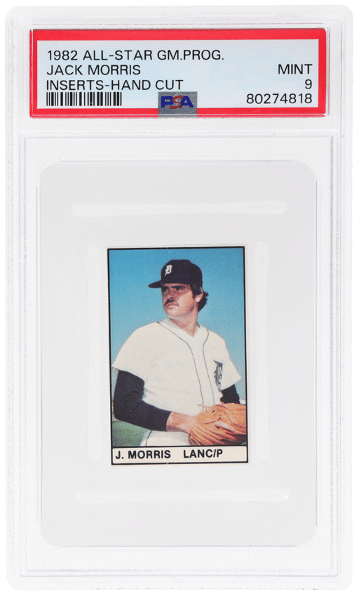 1982 All Star Game Program Inserts Hand Cut Jack Morris PSA 8