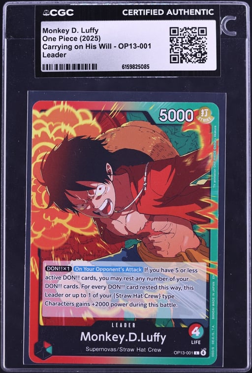 2025 One Piece Carrying On His Will Leader Monkey D. Luffy #OP13-001 CGC AUTH