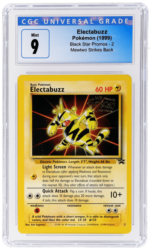 1999 Pokemon Wizards of the Coast Black Star Promo Mewtwo Strikes Back Electabuzz #2 CGC 9