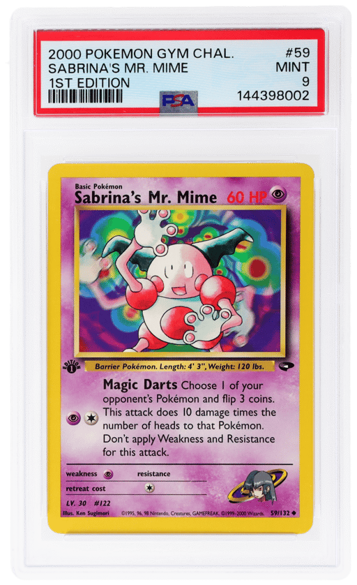 2000 Pokemon Gym Challenge 1st Edition Sabrina's Mr. Mime #59 PSA 9