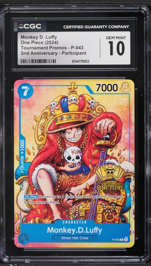 2024 One Piece Tournament Promo 2nd Anniversary Alt Art Monkey D. Luffy #P-043 CGC 10 GEM MINT