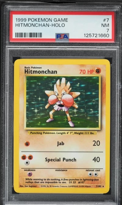 1999 Pokemon Base Set Holo Hitmonchan #7 PSA 7 NRMT