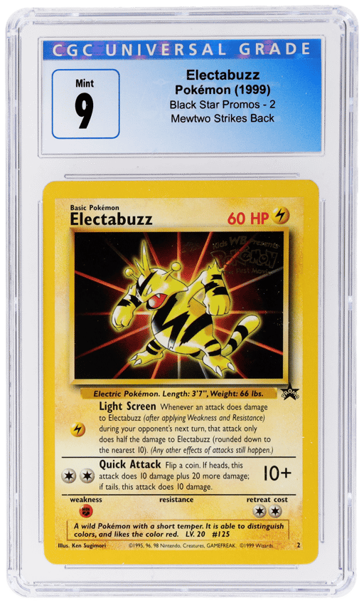 1999 Pokemon Wizards of the Coast Black Star Promo Mewtwo Strikes Back Electabuzz #2 CGC 9