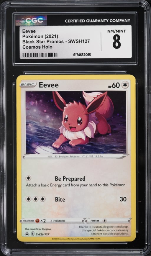 2021 Pokemon Sword & Shield Promo Cosmos Holo Eevee #SWSH127 CGC 8 NM-MT