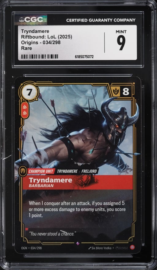 2025 Riftbound League Of Legends LoL Origins Tryndamere #34 CGC 9 MINT