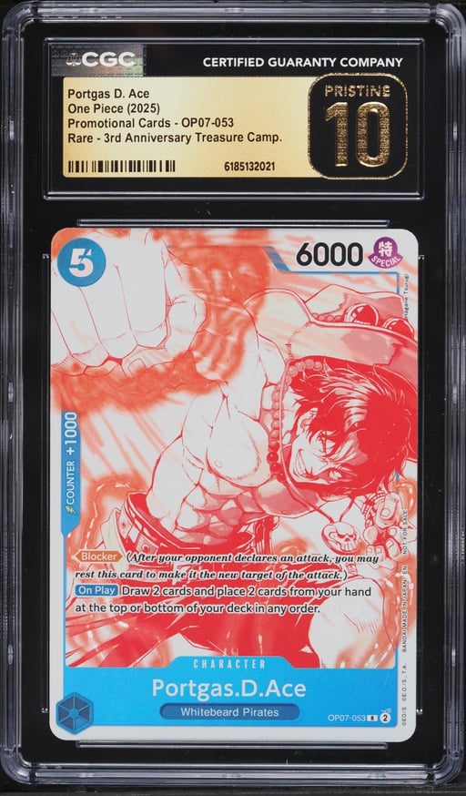 2025 One Piece Promo 3rd Anniversary Treasure Camp. Portgas D. Ace #OP07-053 CGC 10 PRISTINE