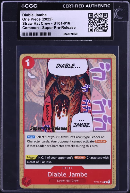 2022 One Piece Straw Hat Crew Super Pre-Release Diable Jambe #ST01-016 CGC AUTH