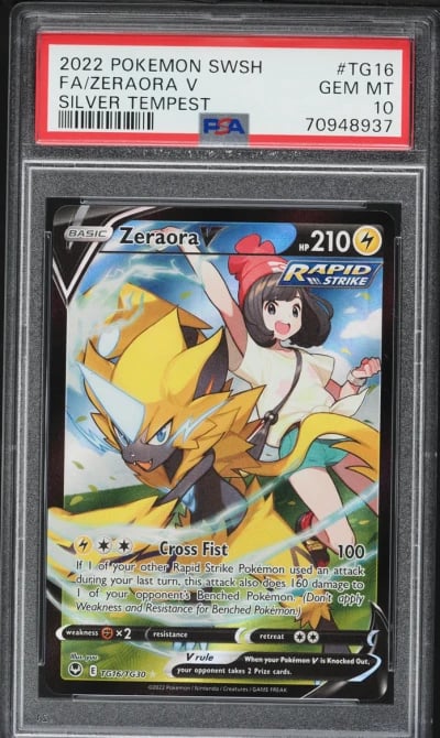 2022 Pokemon Sword & Shield Silver Tempest TG Zeraora V #TG16 PSA 10 GEM MINT