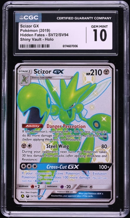 2019 Pokemon Sun & Moon Hidden Fates Shiny Vault Shiny Scizor GX #SV72 CGC 10 GEM MINT