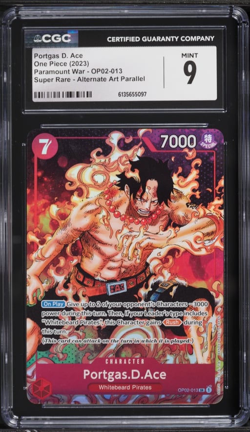2023 One Piece Paramount War Alt Art Portgas D. Ace #OP02-013 CGC 9 MINT