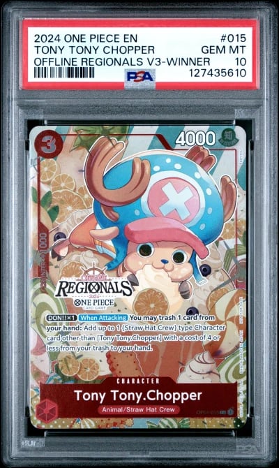 2024 ONE PIECE OFFLINE REGIONALS PACK 2024 VOL.3 015 TONY TONY CHOPPER WINNER PSA 10