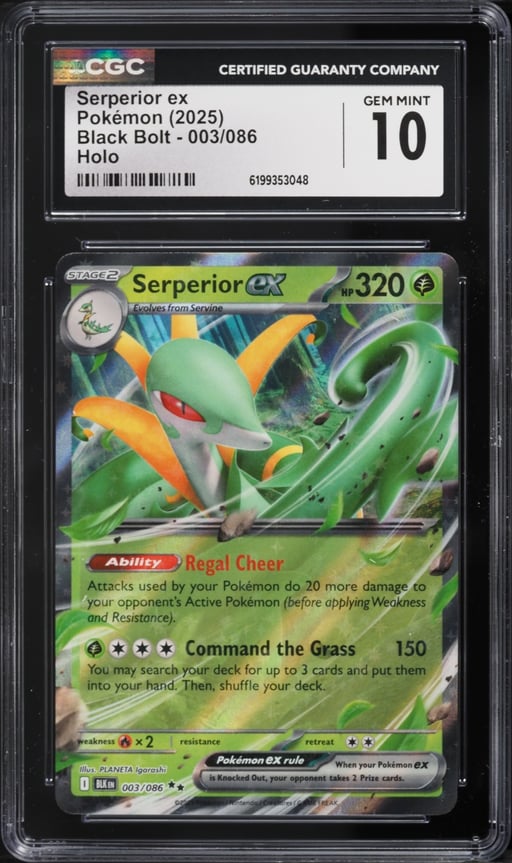 2025 Pokemon Scarlet & Violet Black Bolt Holo Serperior Ex #3 CGC 10 GEM MINT