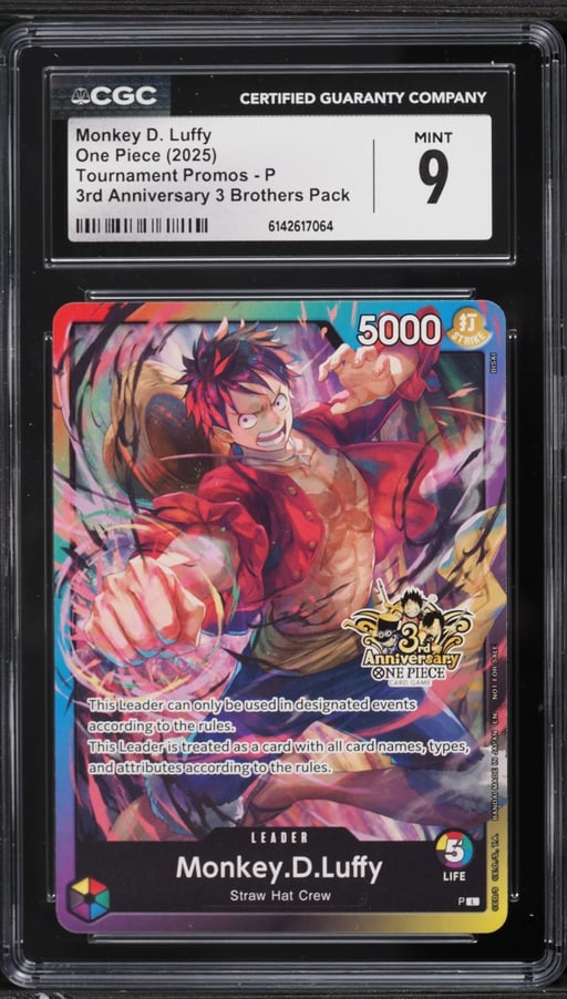 2025 One Piece Promo 3rd Anniversary 3 Brothers Pack Leader Monkey D. Luffy #P CGC 9 MINT