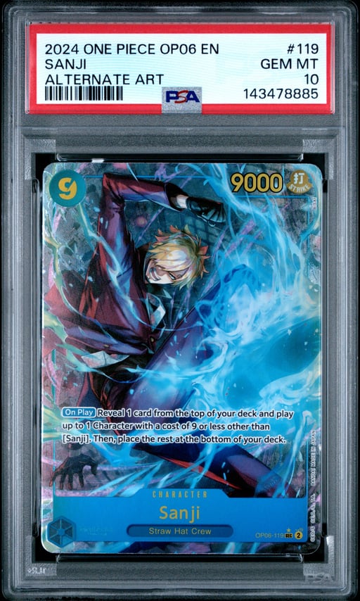2024 ONE PIECE OP06-WINGS OF THE CAPTAIN 119 SANJI ALTERNATE ART PSA 10