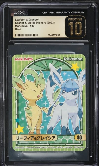 2023 Pokemon Japanese SV Stickers Marumiya Holo Leafeon & Glaceon #40 CGC 10