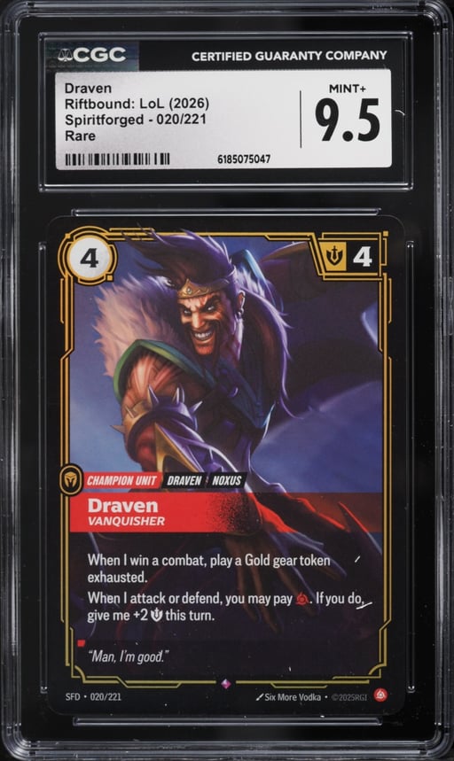 2026 Riftbound League Of Legends LOL Spiritforged Draven #020 CGC 9.5 MINT+