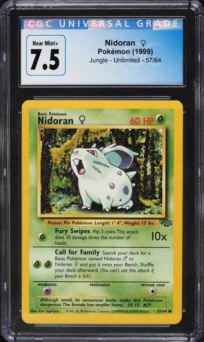 1999 Pokemon Jungle Nidoran #57 CGC 7.5 NRMT+