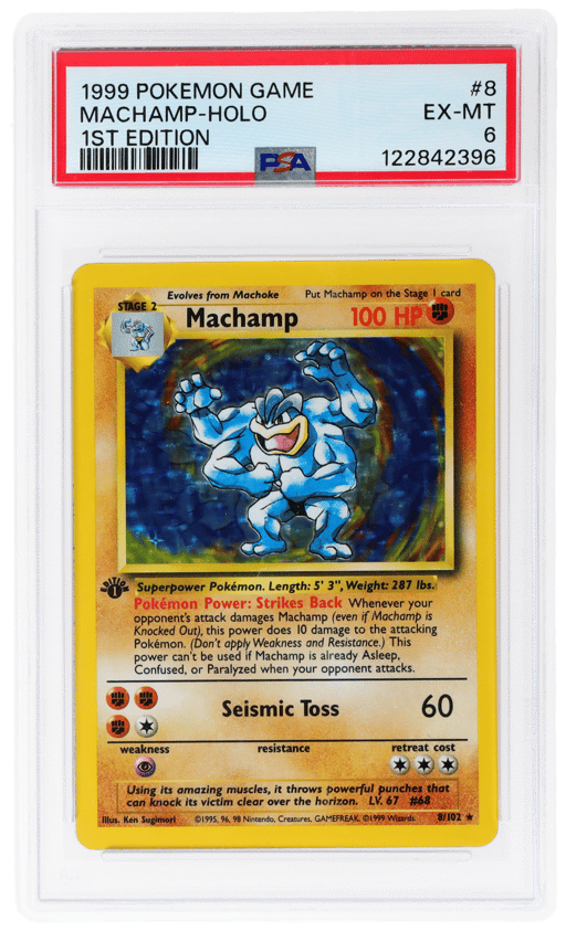 1999 Pokemon Base Set 1st Edition Holo Machamp #8 PSA 6