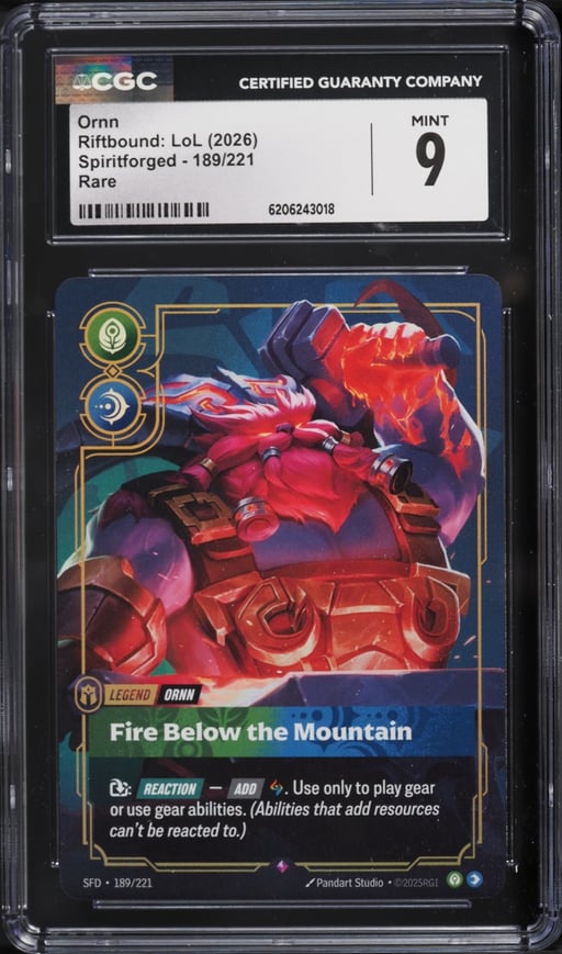 2026 Riftbound League Of Legends LoL Spiritforged Ornn #189 CGC 9 MINT