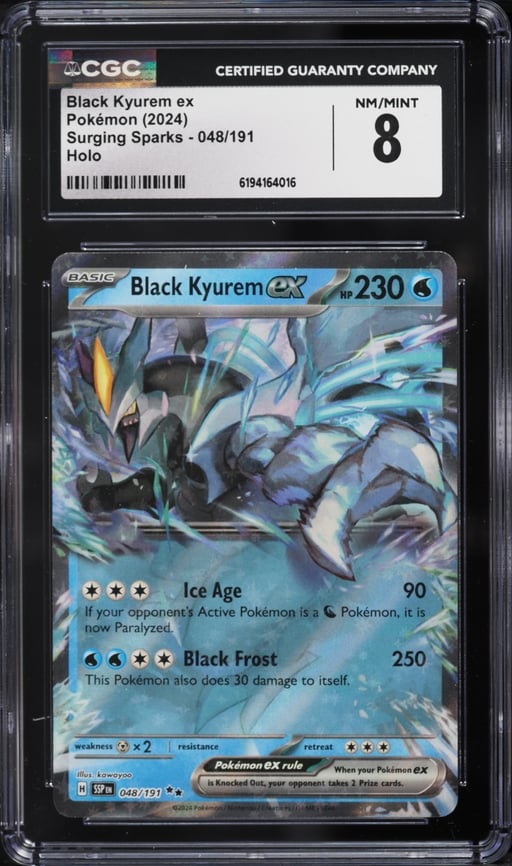 2024 Pokemon Scarlet & Violet Surging Sparks Holo Black Kyurem Ex #48 CGC 8 NM-MT