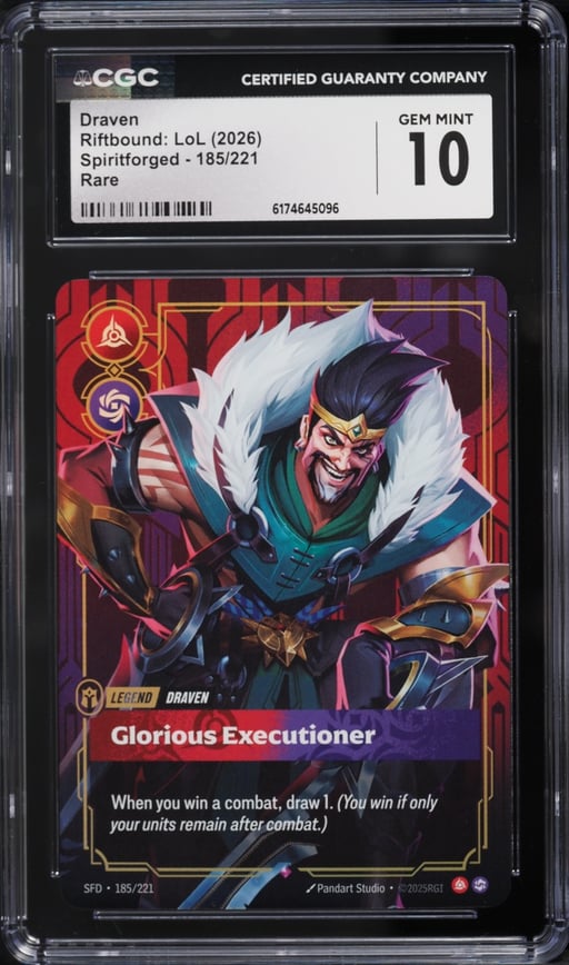 2026 Riftbound League Of Legends LoL Spiritforged Draven #185 CGC 10 GEM MINT
