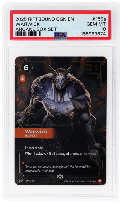 2025 Riftbound League of Legends Origins Arcane Box Set Warwick Hunter #159a PSA 10
