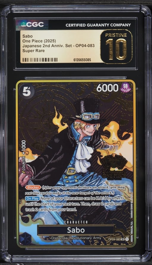 2025 One Piece 2nd Anniversary Set Japanese Version SR Sabo #OP04-083 CGC 10 PRISTINE