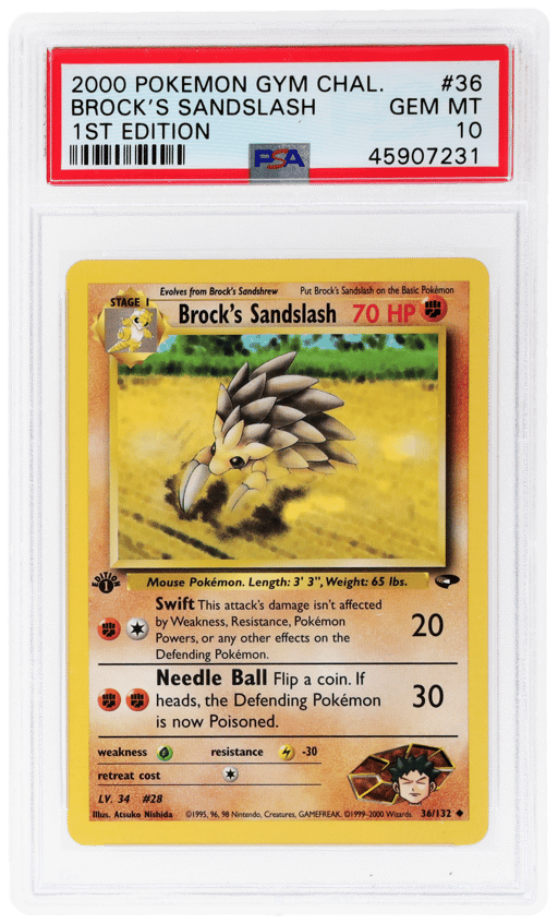 2000 Pokemon Gym Challenge 1st Edition Brock's Sandslash #36 PSA 10
